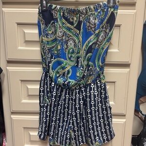 Tyche Blue and Green Paisley Women's Romper